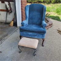 Blue wing back, chair and autumn.
