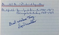 MLB player Don Mueller signed index card