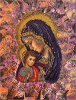 "Virgin Mary And Baby Jesus"7x5,5"Collectible Icon