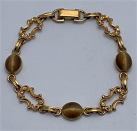 12k Gold Filled Bracelet W Tiger's Eye Stones