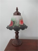 SMALL SATIN GLASS SHADED LAMP