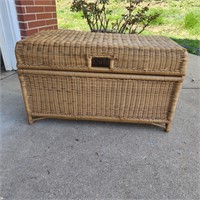 Wicker storage chest.