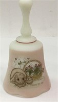Signed Fenton Satin Glass Hand Painted Bell