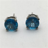 Sterling Silver Blue Stone Earrings