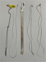 925 Bracelet 15.9 Grams 7” + 3 Chains 1 Necklace