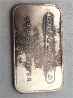 One Troy Ounce .999 Fine Silver Engelhard Bar