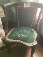 Barrel back Parlor chair
In green velvet