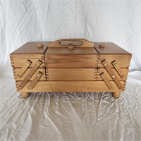 Wooden expandable sewing chest