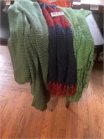 2 shawls & a Green Afghan