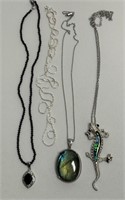 4 New Necklaces Black Tourmaline Stainless S. +
