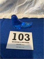 signed glass blue bird