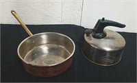 Copper and brass pan, and vintage Paul Revere