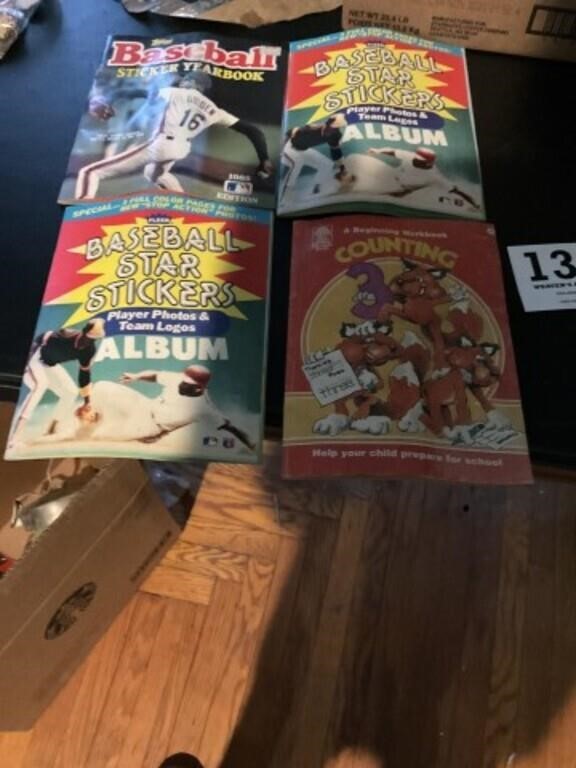 Baseball sticker albums and misc book