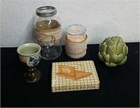 Artichoke decor, stoneware goblet, scented