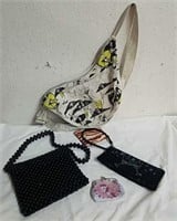 Two beaded purses, vintage coin purses and at