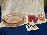 Lot of pink depression glass