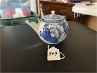 Vintage Asian Porcelain Teapot with Strainer
