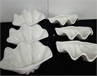 Six 11.25x 7x 5-in seashell bowls