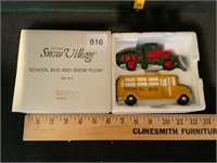 Dept 56 Snow Village School Bus & Snow Plow
