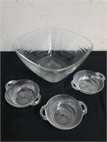 10.75 x 5.5 inch square bowl and three vintage