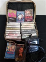 Vintage cassette tapes and cassette player with