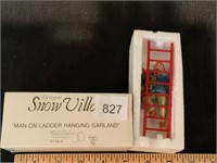 Dept 56 Snow Village Man On Ladder Hanging