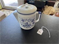Vintage Enamelware Coffee Pot with Glass Knob
