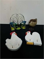 Chicken decor and Butterfly napkin holder