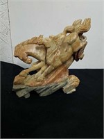 7x6-in carved Stone horse decor