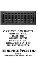 4"x14" Steel Floor Register x4