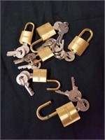 Group of miniature padlocks with keys