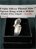 Triple silver plated size 7 spoon ring with a