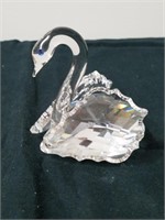Crystal glass swan 3 in tall