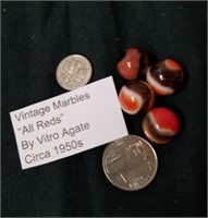 Vintage marbles all reds by vitro agate Circa