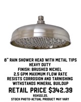 8" Rain Shower Head with Metal Tips