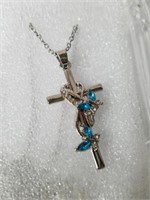 Beautiful religious necklace with teal stones