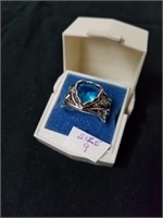 Size 9 beautiful ring with teal colored Stone