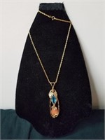 Custom-made aquamarine plus Mexican opal necklace