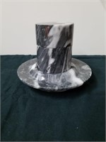 Marble ashtray with cigarette holder 4.75 in tall