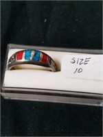 Size 10 ring with red and turquoise colors please