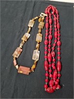 Beautiful polished Stone necklace with red