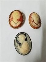vintage Cameo pins one is missing the backing