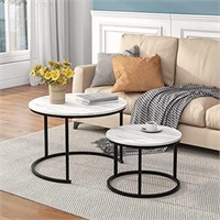 HOJINLINERO Nesting Round Coffee Table Set of 2