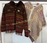 Peruvian sweater Lg & Mountain West poncho