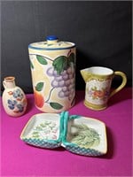 Hand Painted Ceramic Cookie Jar, Pitcher, Vase +
