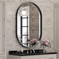 Brightify Black Oval Mirror for Wall 24x36 Inch,