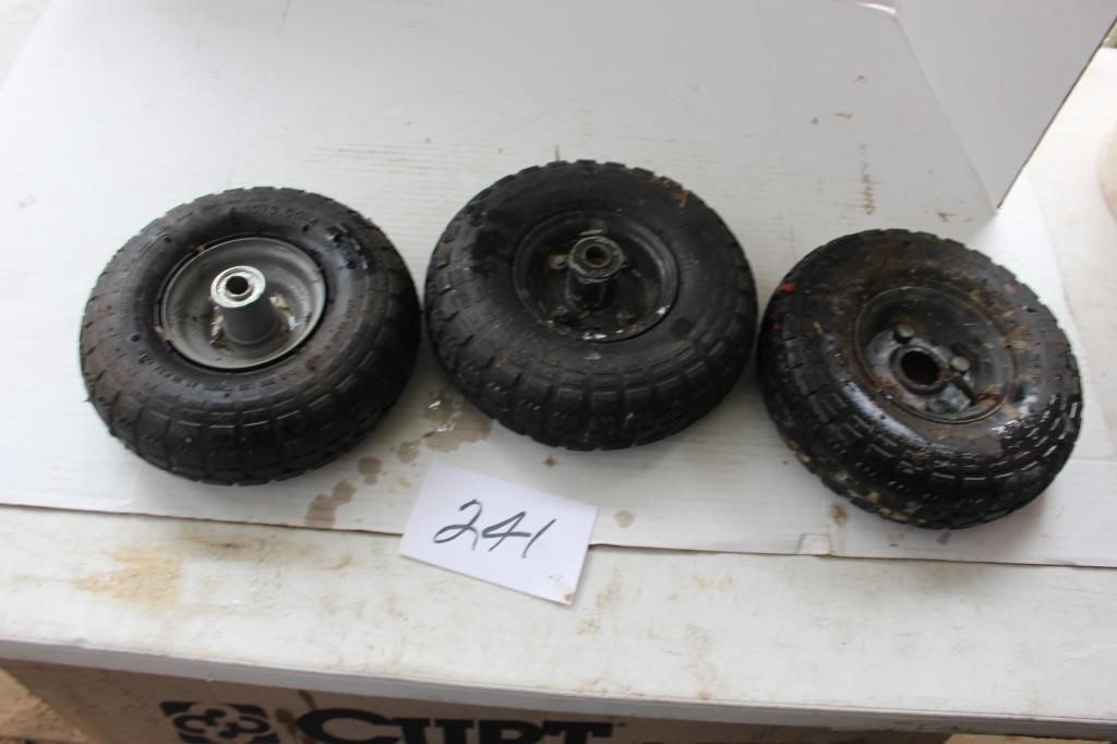 4.10 X 350 X 4 (3) TIRES AND WHEELS FOR DOLLIES