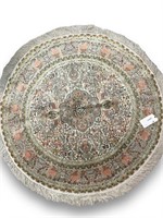 4.4ft Coral Round 100% Pure Silk Rug