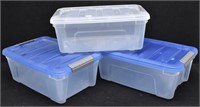 (3) Latching Lid Storage Container Totes 11"x16"