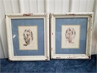 Two framed vintage pictures signed, dated, matted